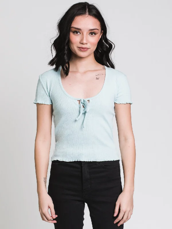 HARLOW POINTELLE SCOOP TEE - CLEARANCE