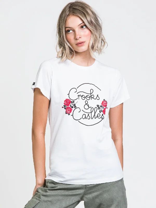 CROOKS & CASTLES ROSES C&C SCRIPT T-SHIRT  - CLEARANCE