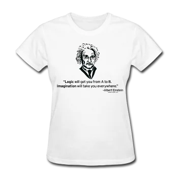 "Albert Einstein: Logic Quote" - Women's T-Shirt Notch Collar Peter Pan Collar Cowl Neck "Albert Einstein: Logic Quote" - Women's T-Shirt Notch Collar Peter Pan Collar Cowl Neck