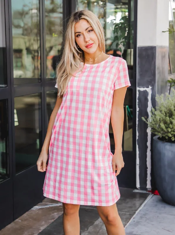 Gingham Pocket Tee Dress