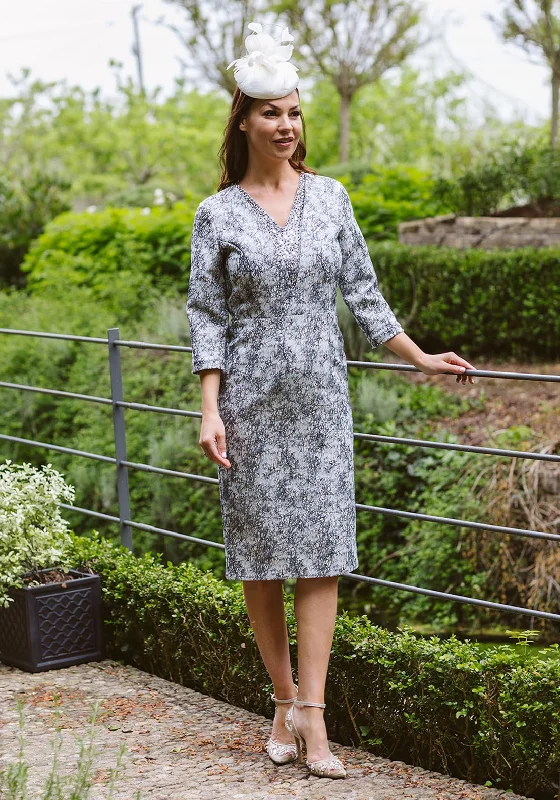 Lizabella Stunning Dress, Multi Grey, Silver & Blue