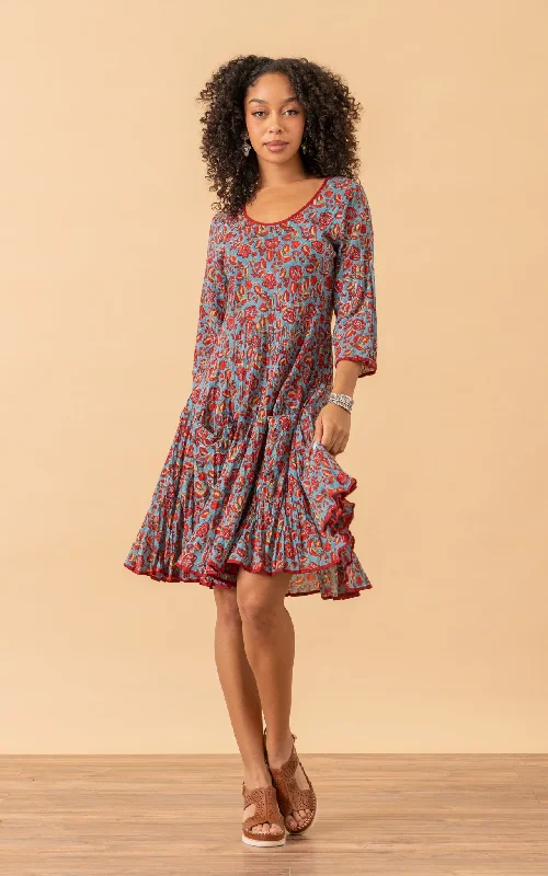 Santa Fe Dress, Short, 3/4 Sleeve, Valentina