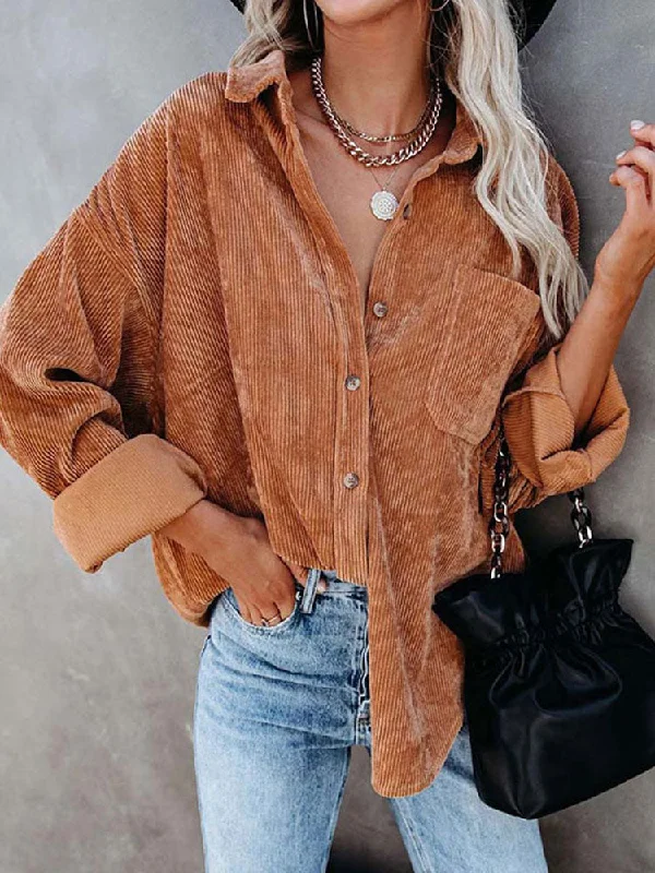 Autumn Corduroy Jacket Woman Long Shirt Jacket Women Button Coat Jackets Women Fashion Overshirt Loose Coat Female 2022