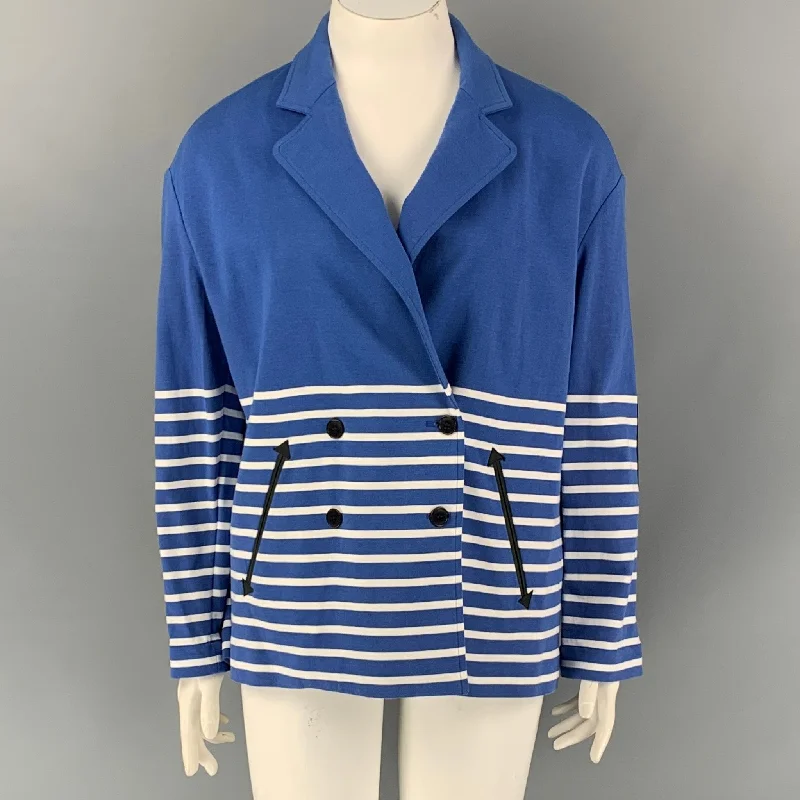 BAND OF OUTSIDERS Size L Blue White Stripe Cotton Oversized Jacket