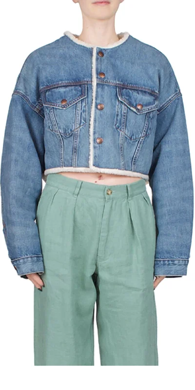 Blake Oversized Cropped Denim Jacket In Blue Jersey Jacket Tulle Jacket Batik Jacket Blake Oversized Cropped Denim Jacket In Blue Jersey Jacket Tulle Jacket Batik Jacket
