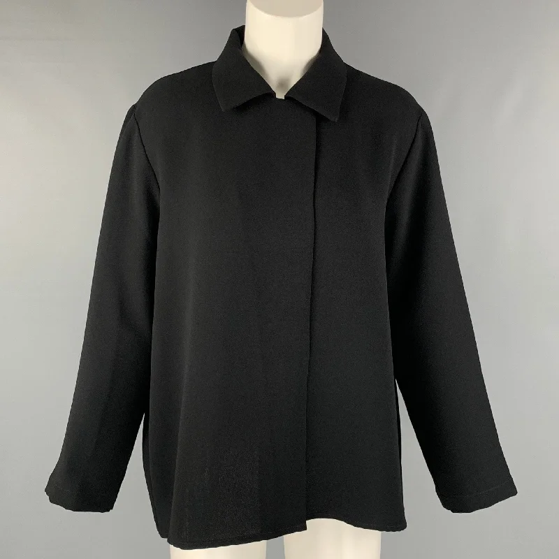 CHRISTOPHER CALVIN Size M Black Polyester Solid Jacket