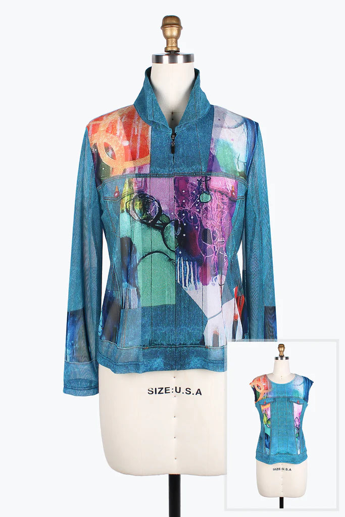 Damee twin set jacket collage art denim mesh style 31417-DNM Corduroy Jacket Velvet Jacket Brocade Jacket Damee twin set jacket collage art denim mesh style 31417-DNM Corduroy Jacket Velvet Jacket Brocade Jacket