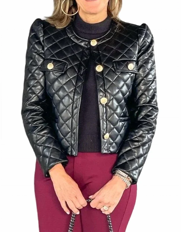Cropped Quilted Coco Jacket In Black Faux Fur Fabric Real Fur Fabric Shearling Fabric Cropped Quilted Coco Jacket In Black Faux Fur Fabric Real Fur Fabric Shearling Fabric