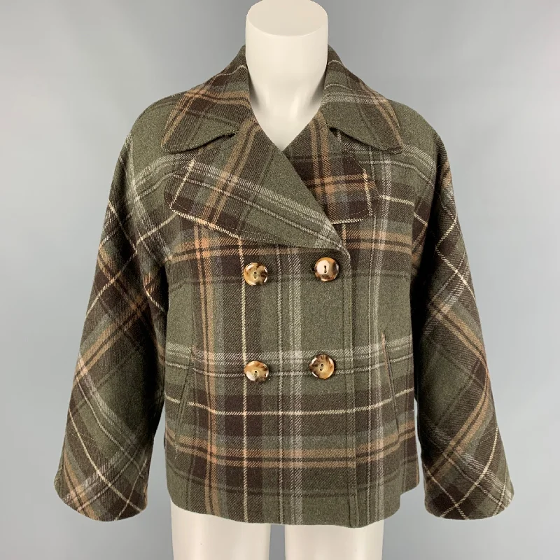 D&G by DOLCE & GABBANA Size 4 Olive & Black & Plaid Jacket