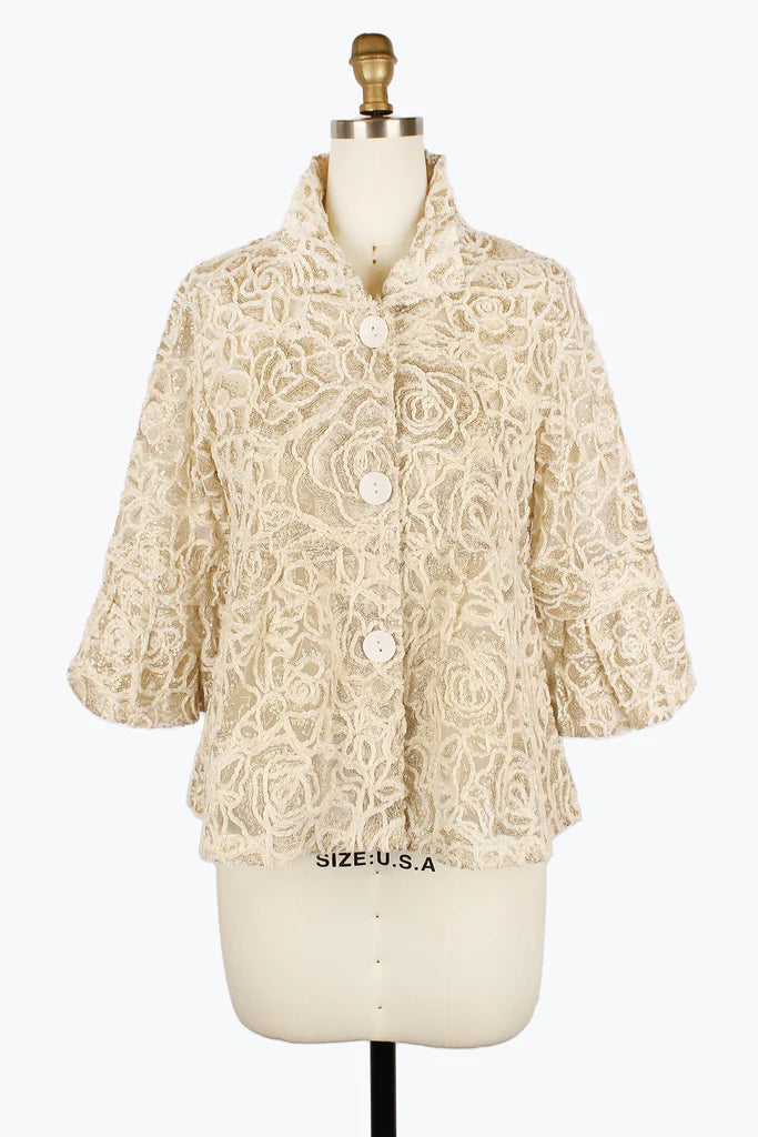 Damee 2411- BLK/CGD F24 Floral Chenille & Sequins Peplum Jacket Striped Jacket Polka Dot Jacket Floral Jacket Damee 2411- BLK/CGD F24 Floral Chenille & Sequins Peplum Jacket Striped Jacket Polka Dot Jacket Floral Jacket