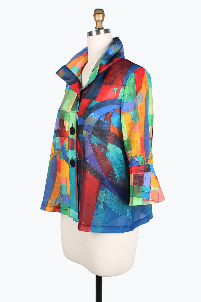 Damee abstract painting short jacket 4813-Mlt Belted Jacket Elasticated Jacket Padded Jacket Damee abstract painting short jacket 4813-Mlt Belted Jacket Elasticated Jacket Padded Jacket