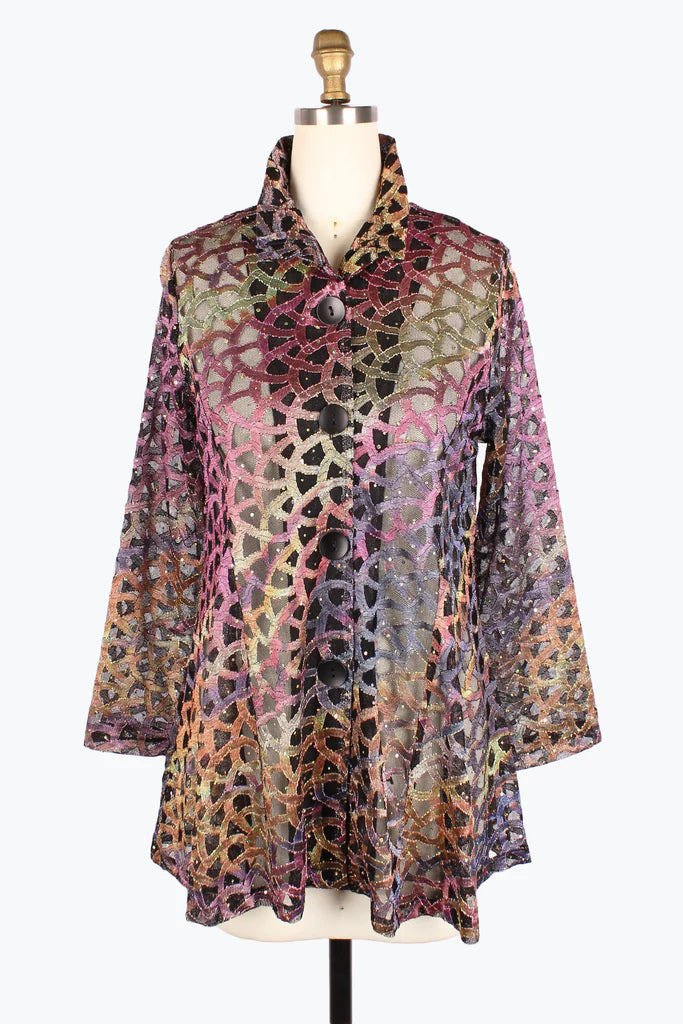 Damee Holographic Scale Mesh Flare Jacket 300-PLM F24 One-Shoulder Jacket Off-the-Shoulder Jacket Asymmetrical Jacket Damee Holographic Scale Mesh Flare Jacket 300-PLM F24 One-Shoulder Jacket Off-the-Shoulder Jacket Asymmetrical Jacket