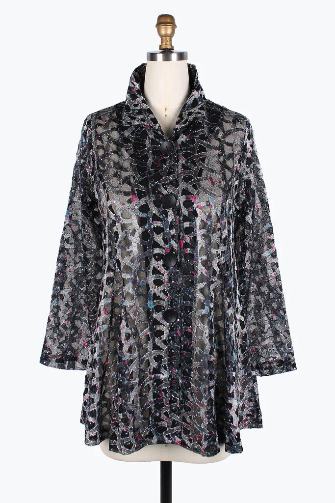 Damee Holographic Scale Mesh Flare Jacket 300-Slv Embroidered Jacket Appliqued Jacket Beaded Jacket Damee Holographic Scale Mesh Flare Jacket 300-Slv Embroidered Jacket Appliqued Jacket Beaded Jacket