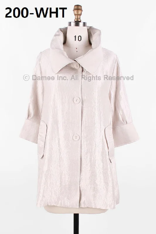 DAMEE Long Swing jacket style 200-Pearl White Knit Jacket Woven Jacket Fleece Jacket DAMEE Long Swing jacket style 200-Pearl White Knit Jacket Woven Jacket Fleece Jacket