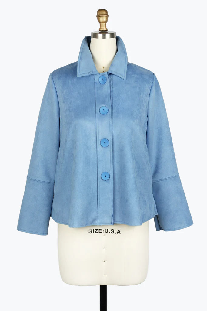Damee Micro Suede Classic Jacket 4896-BLU F24 Collared Jacket Crew Neck Jacket Turtle Neck Jacket Damee Micro Suede Classic Jacket 4896-BLU F24 Collared Jacket Crew Neck Jacket Turtle Neck Jacket