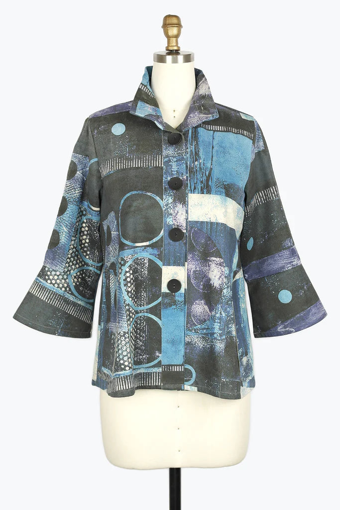 Damee Oil Painting Micro-Suede Jacket 4909-BLU F24 Lace Jacket Ribbed Jacket Sequined Jacket Damee Oil Painting Micro-Suede Jacket 4909-BLU F24 Lace Jacket Ribbed Jacket Sequined Jacket