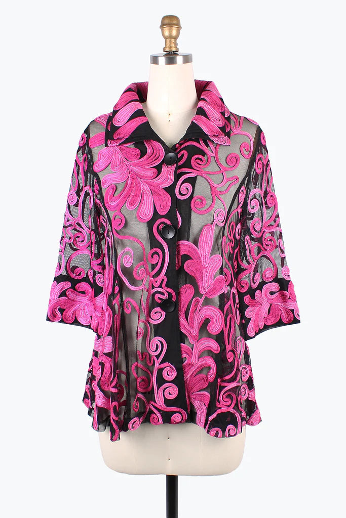 Damee Ombre VineSoutache Jacket 2394-FCH Striped Jacket Polka Dot Jacket Floral Jacket Damee Ombre VineSoutache Jacket 2394-FCH Striped Jacket Polka Dot Jacket Floral Jacket