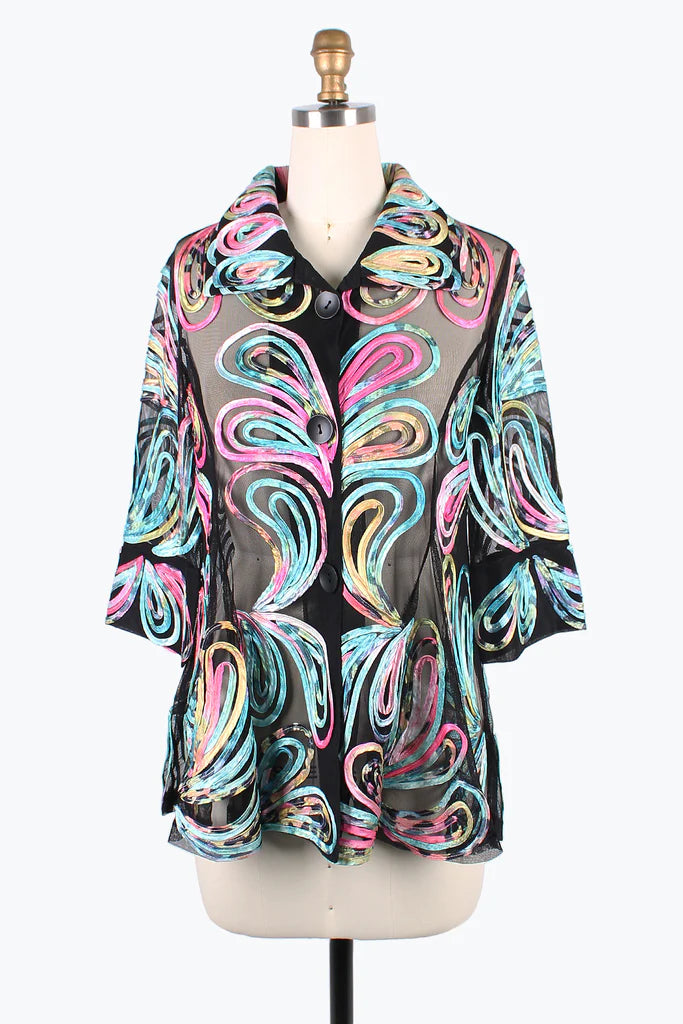 Damee Pastel Swirl Soutache Jacket 2389-MNT Print Jacket Jacquard Jacket Patchwork Jacket Damee Pastel Swirl Soutache Jacket 2389-MNT Print Jacket Jacquard Jacket Patchwork Jacket