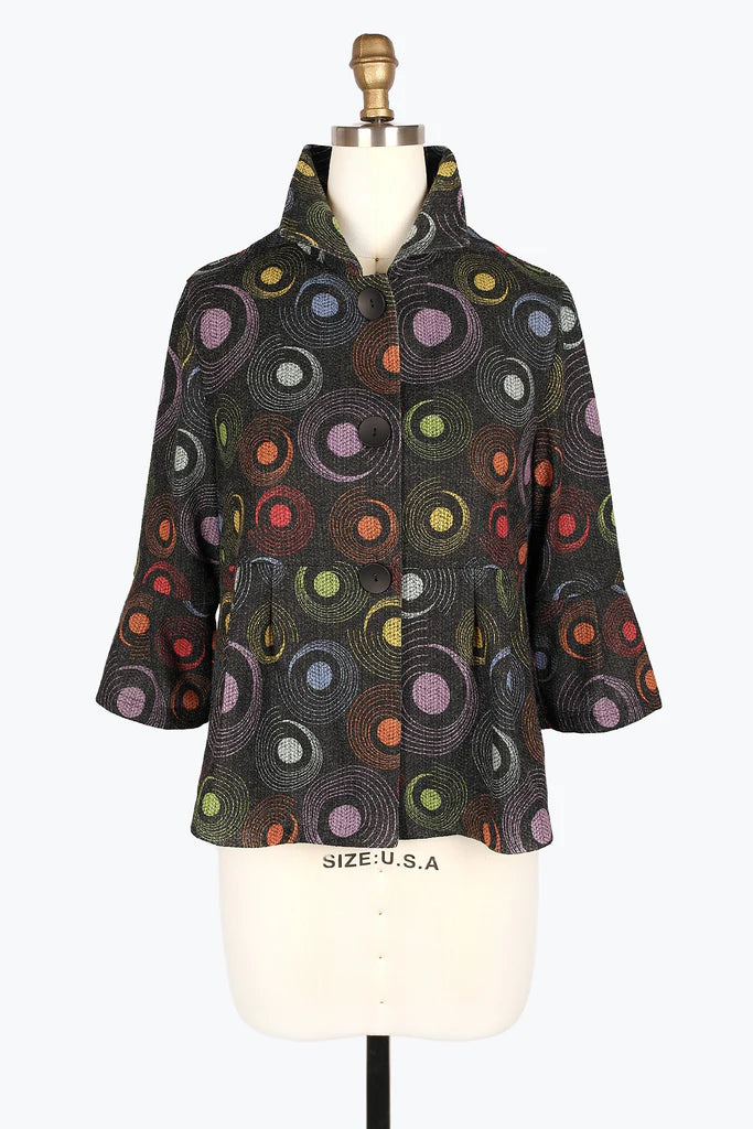 Damee Rainbow Dot Peplum Jacket 4947-MLT F24 Elasticated Jacket Padded Jacket Insulated Jacket Damee Rainbow Dot Peplum Jacket 4947-MLT F24 Elasticated Jacket Padded Jacket Insulated Jacket