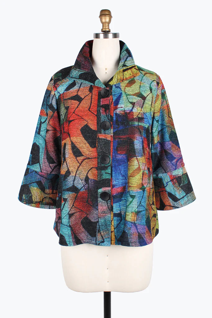 Damee Rainbow Seamless Chain Short Jackets 4860-Muti Oversized Jacket Tailored Jacket Straight Jacket Damee Rainbow Seamless Chain Short Jackets 4860-Muti Oversized Jacket Tailored Jacket Straight Jacket