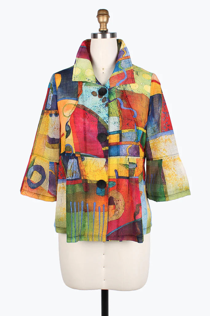 Damee Watercolor art short jacket 4816-MLT Herringbone Jacket Houndstooth Jacket Plaid Jacket Damee Watercolor art short jacket 4816-MLT Herringbone Jacket Houndstooth Jacket Plaid Jacket