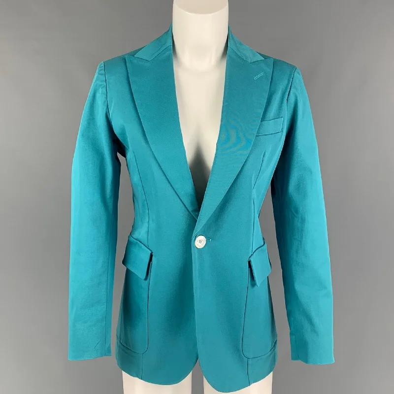 DSQUARED2 Size 8 Teal Cotton Jacket Blazer