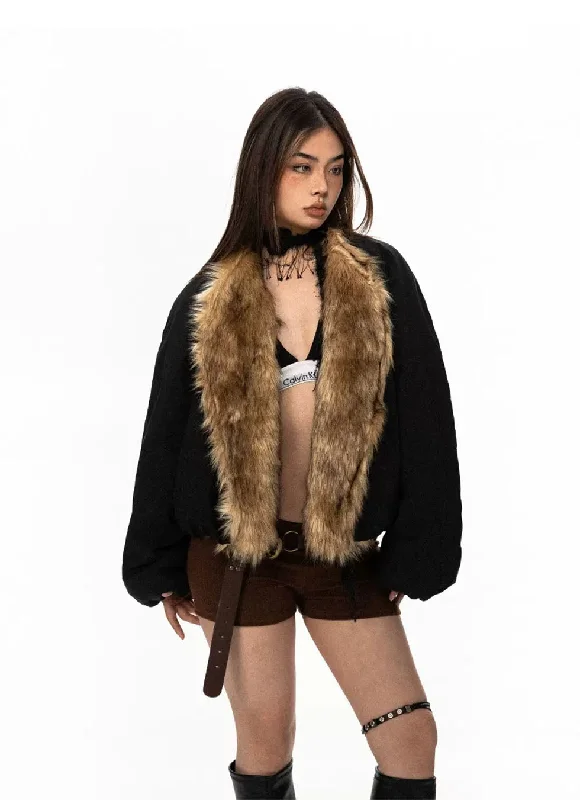 Fur Collar Wide Flight Jacket