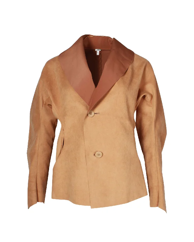 Issey Miyake Single-Breasted Jacket in Beige Polyester Nylon Fabric Polyester Fabric Spandex Fabric Issey Miyake Single-Breasted Jacket in Beige Polyester Nylon Fabric Polyester Fabric Spandex Fabric