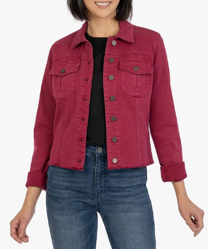 Kara Denim Jacket In Bordeaux Rayon Jacket Velvet Jacket Corduroy Jacket