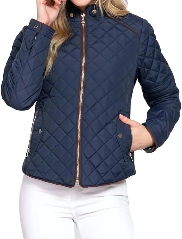 Lightweight Suede Trim Quilted Jacket In Navy Toggled Jacket Drawstring Jacket Belted Jacket Lightweight Suede Trim Quilted Jacket In Navy Toggled Jacket Drawstring Jacket Belted Jacket
