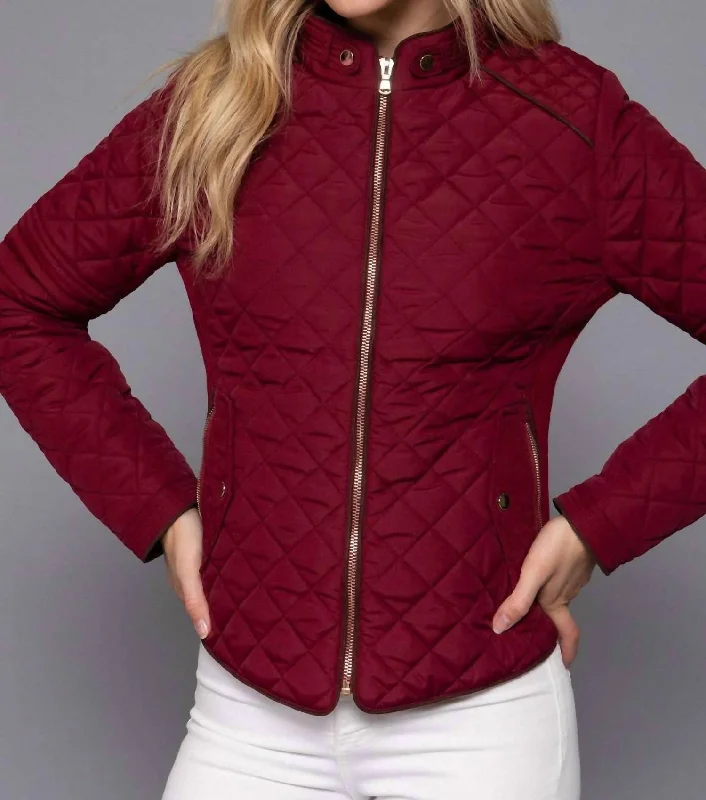 Lightweight Suede Trim Quilted Jacket In Wine Mesh Jacket Canvas Jacket Denim Jacket Lightweight Suede Trim Quilted Jacket In Wine Mesh Jacket Canvas Jacket Denim Jacket