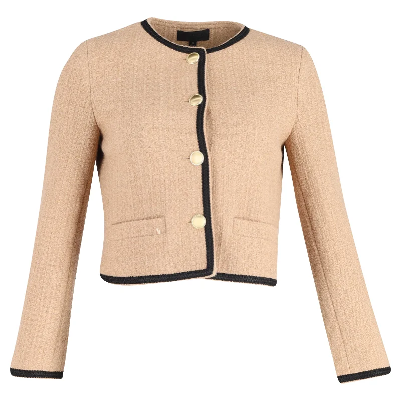 Nili Lotan Elaina Crochet-Trimmed Bouclé Jacket In Beige Wool Belted Jacket Elasticated Jacket Padded Jacket Nili Lotan Elaina Crochet-Trimmed Bouclé Jacket In Beige Wool Belted Jacket Elasticated Jacket Padded Jacket