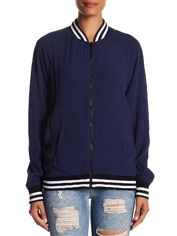 REBECCA MINKOFF Women's Fountain Blue/Navy Infinity Bomber Jacket $248 NWT