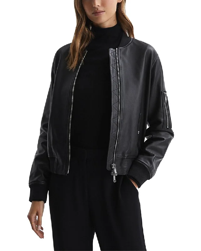 Reiss Bradie Leather Zip-Through Bomber Jacket Collared Jacket Crew Neck Jacket Turtle Neck Jacket Reiss Bradie Leather Zip-Through Bomber Jacket Collared Jacket Crew Neck Jacket Turtle Neck Jacket