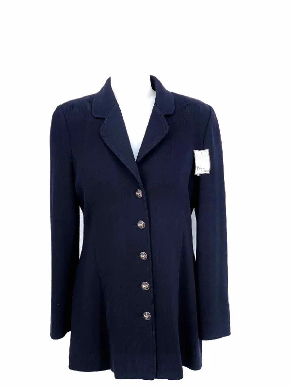 ST. JOHN COLLECTION Women's Navy Button Down Santana Knit Size 6 Jacket