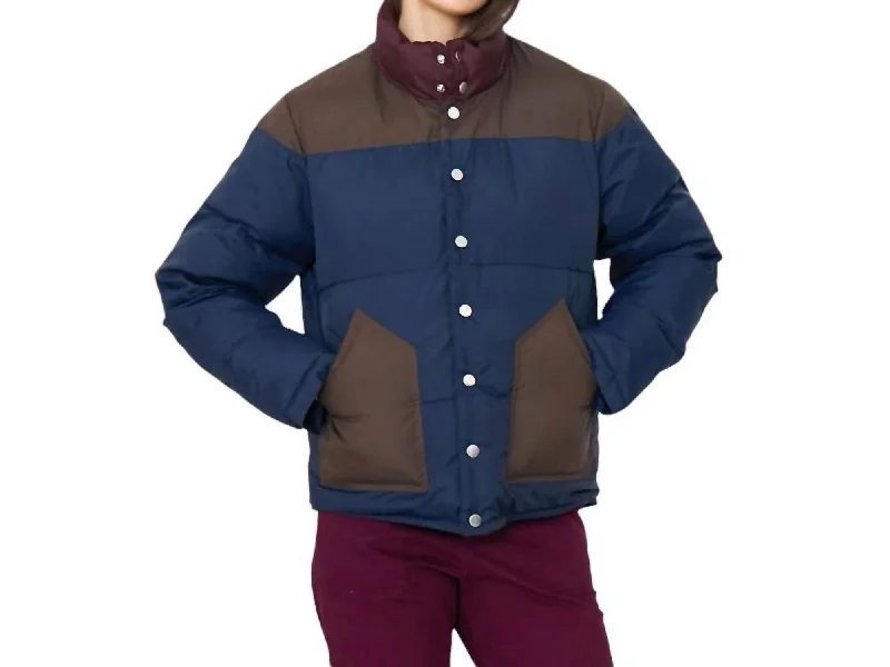 The Bogey Puffer Jacket In Navy/chocolate/merlot Trench Coat Raincoat Waterproof Jacket The Bogey Puffer Jacket In Navy/chocolate/merlot Trench Coat Raincoat Waterproof Jacket