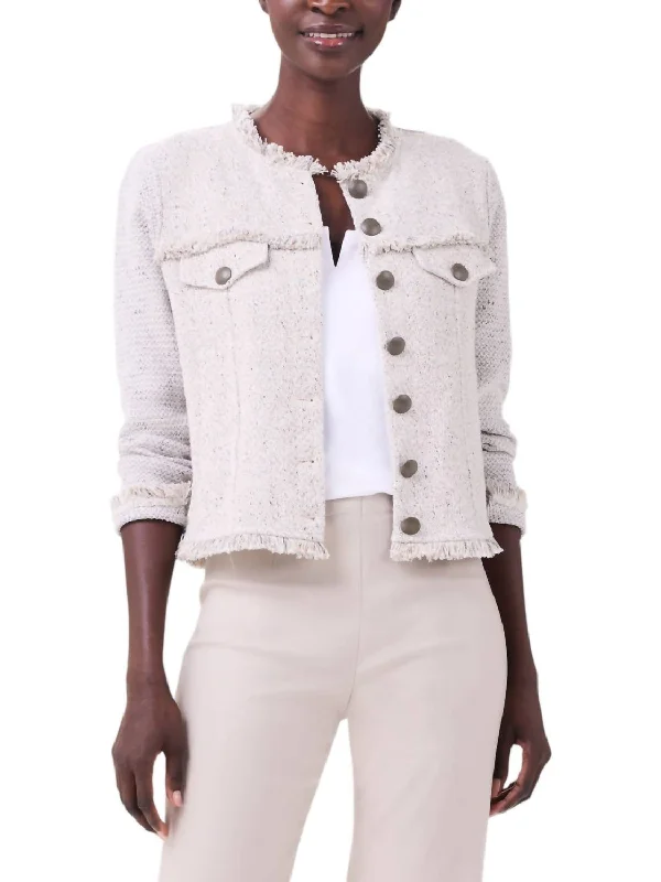 Utility Fringe Mix Jacket In Cobble Collared Jacket Crew Neck Jacket Turtle Neck Jacket Utility Fringe Mix Jacket In Cobble Collared Jacket Crew Neck Jacket Turtle Neck Jacket