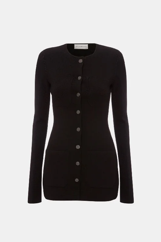 VB Body Jacket in Black Denim Fabric Leather Fabric Suede Fabric