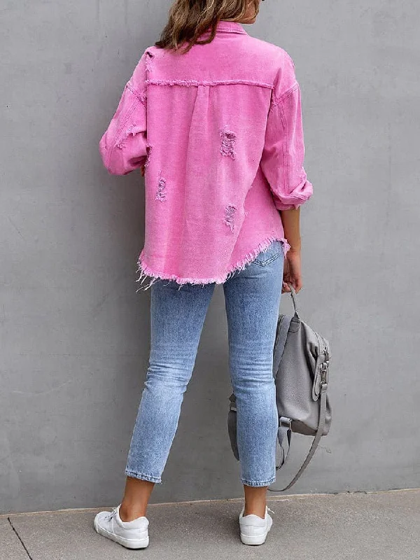 Women's Distressed Denim Jacket Notch Collar Jacket Peter Pan Collar Jacket Cowl Neck Jacket Women's Distressed Denim Jacket Notch Collar Jacket Peter Pan Collar Jacket Cowl Neck Jacket