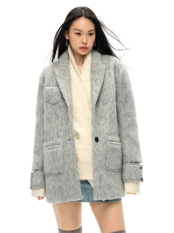 Wool Blend Oversize Jacket Coat