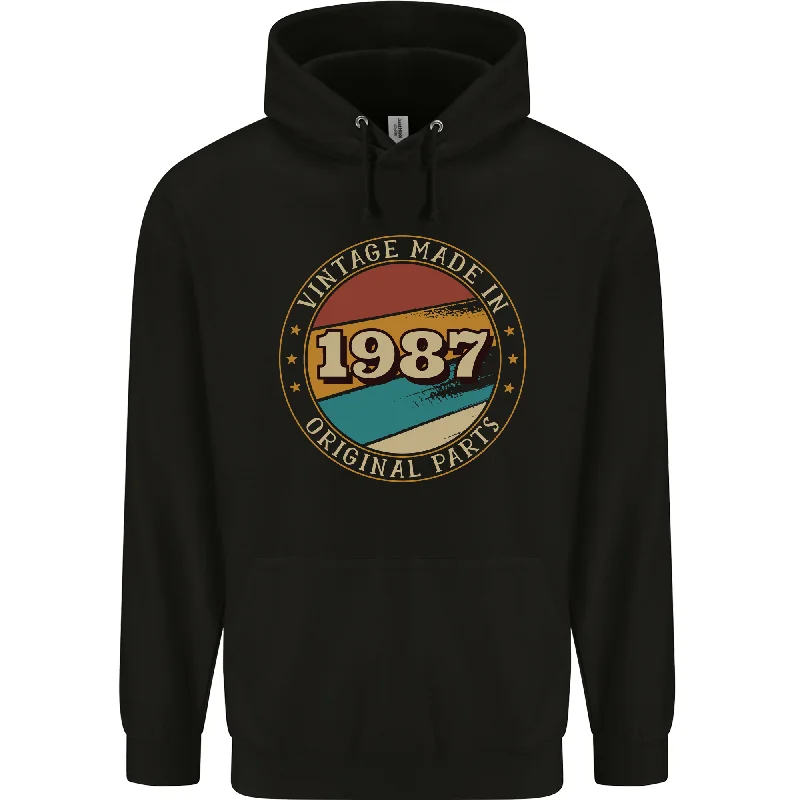 37th Birthday  Vintage Made In 1987 Mens 80% Cotton Hoodie