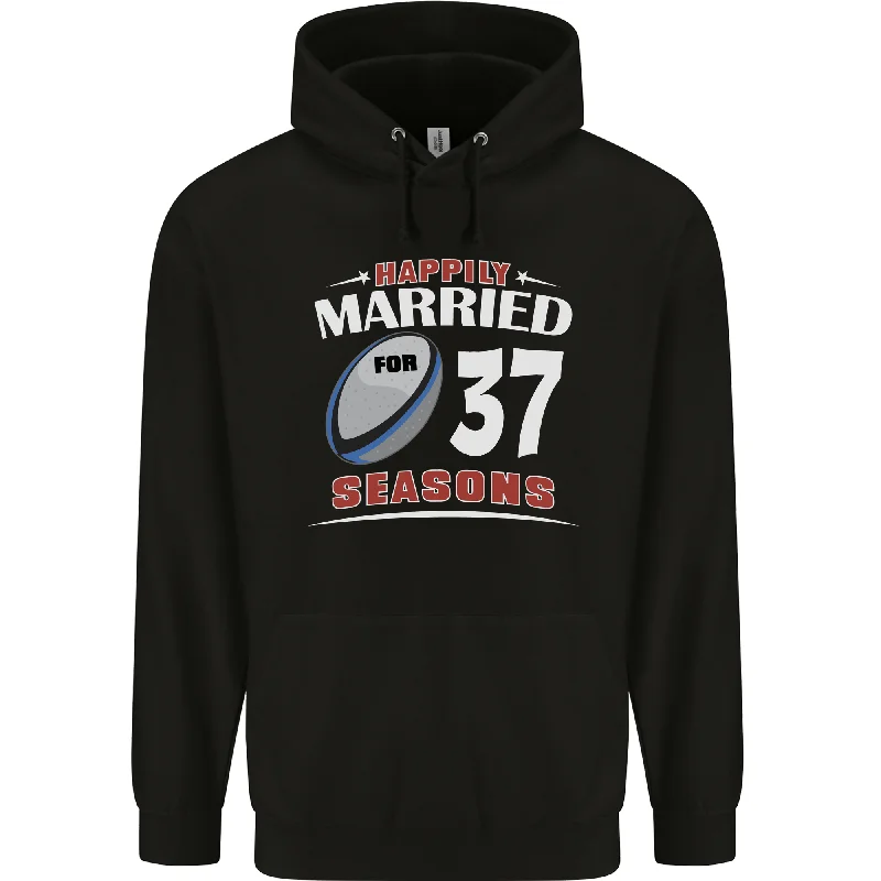 37 Year Wedding Anniversary 37th Rugby Mens 80% Cotton Hoodie