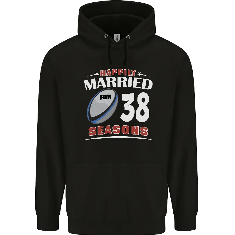 38 Year Wedding Anniversary 38th Rugby Mens 80% Cotton Hoodie