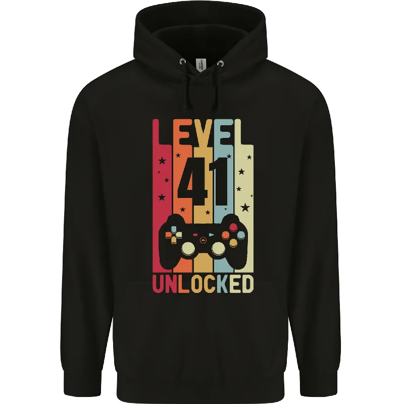 41st Birthday 41 Year Old Level Up Gaming Mens 80% Cotton Hoodie Hoodie with Cropped Fit Short Trendy 41st Birthday 41 Year Old Level Up Gaming Mens 80% Cotton Hoodie Hoodie with Cropped Fit Short Trendy