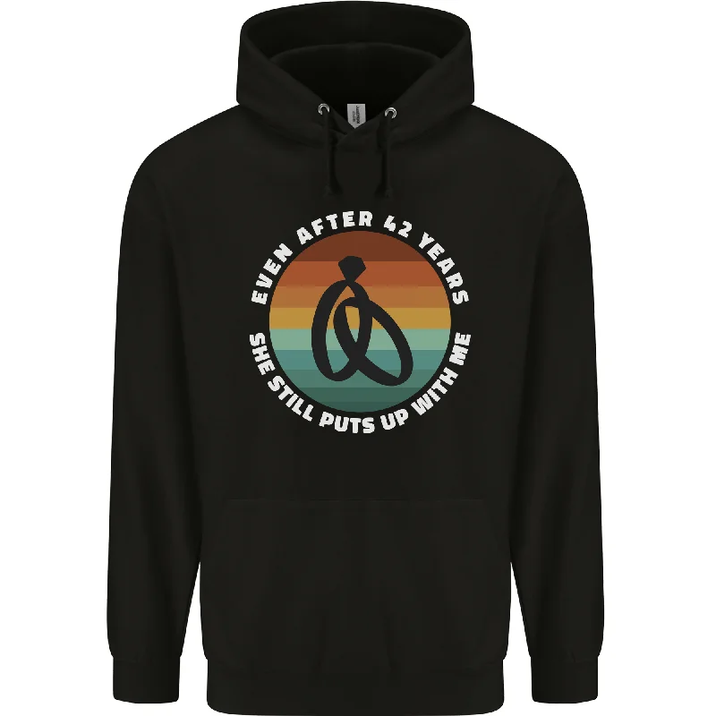 42 Year Wedding Anniversary 42nd Marriage Mens 80% Cotton Hoodie Hoodie with Double Zipper Versatile Adjustable 42 Year Wedding Anniversary 42nd Marriage Mens 80% Cotton Hoodie Hoodie with Double Zipper Versatile Adjustable