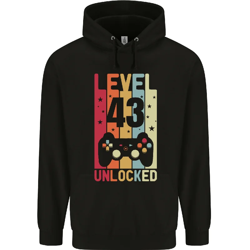 43rd Birthday 43 Year Old Level Up Gaming Mens 80% Cotton Hoodie Hoodie with Patch Decorative Personalized 43rd Birthday 43 Year Old Level Up Gaming Mens 80% Cotton Hoodie Hoodie with Patch Decorative Personalized