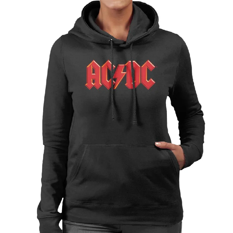 AC/DC Red Thunderbolt Logo Women's Hooded Sweatshirt