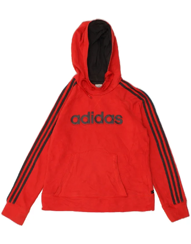 ADIDAS Womens Graphic Hoodie Jumper UK 16 Large Red Cotton Hoodie with Snap Buttons Easy Quick ADIDAS Womens Graphic Hoodie Jumper UK 16 Large Red Cotton Hoodie with Snap Buttons Easy Quick