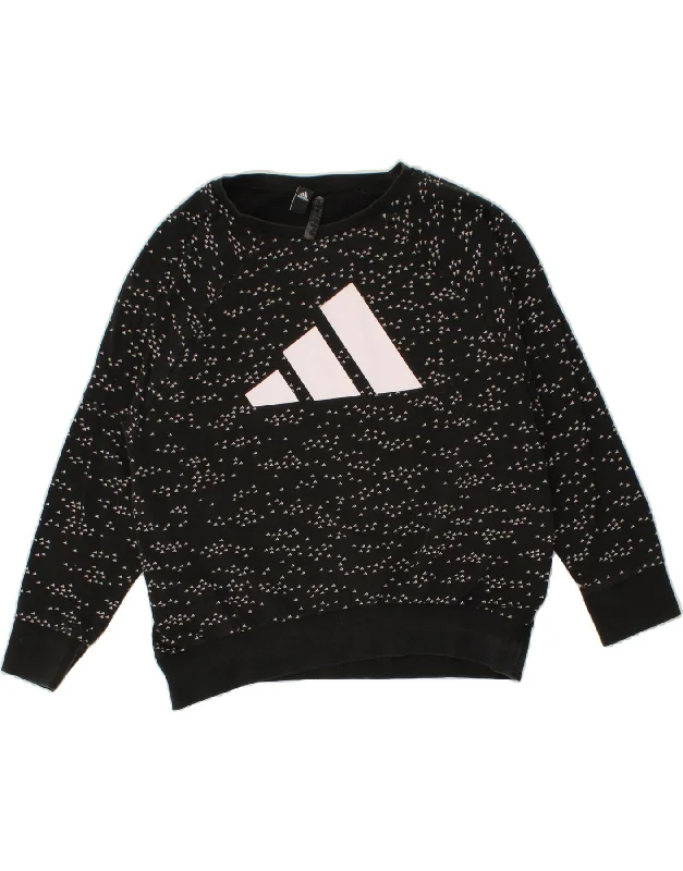 ADIDAS Womens Graphic Sweatshirt Jumper UK 16/18 Large Black Spotted Hoodie with Hem Drawcord Adjustable Customizable ADIDAS Womens Graphic Sweatshirt Jumper UK 16/18 Large Black Spotted Hoodie with Hem Drawcord Adjustable Customizable