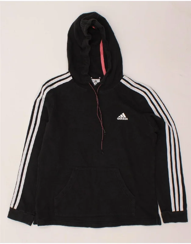 ADIDAS Womens Hoodie Jumper UK 12/14 Medium Black Cotton